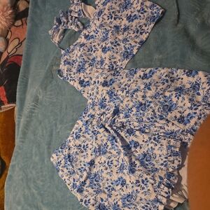 Floral Blue & White Women’s Romper